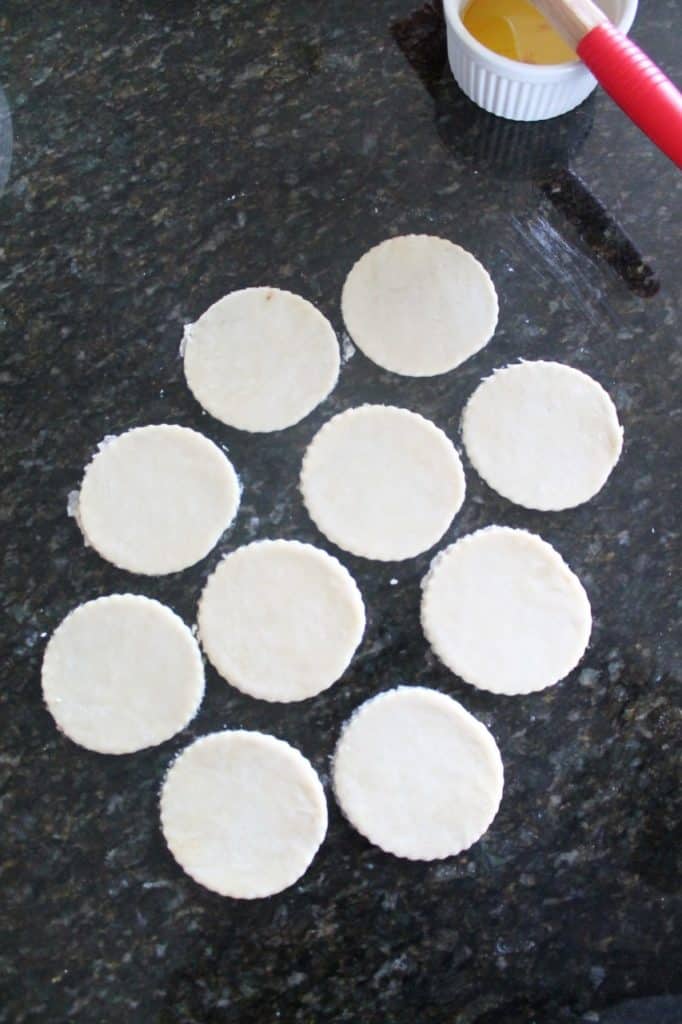 with cookie cutter cut the dough circle