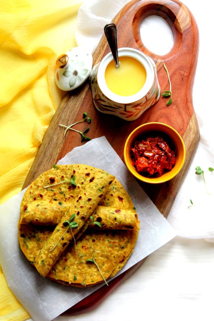 Microgreens Fenugreek Flatbread / Methi Thepla