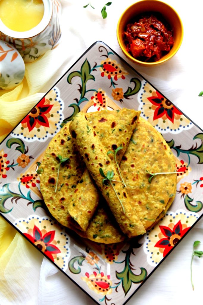 Microgreens Fenugreek Flatbread / Methi Thepla