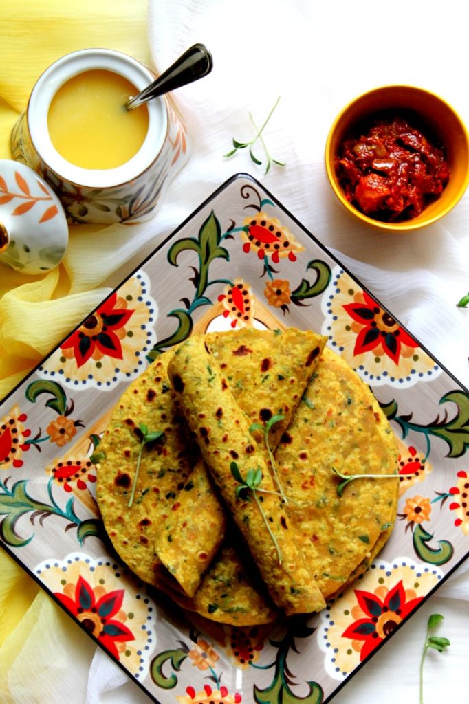 Microgreens Fenugreek Flatbread / Methi Thepla