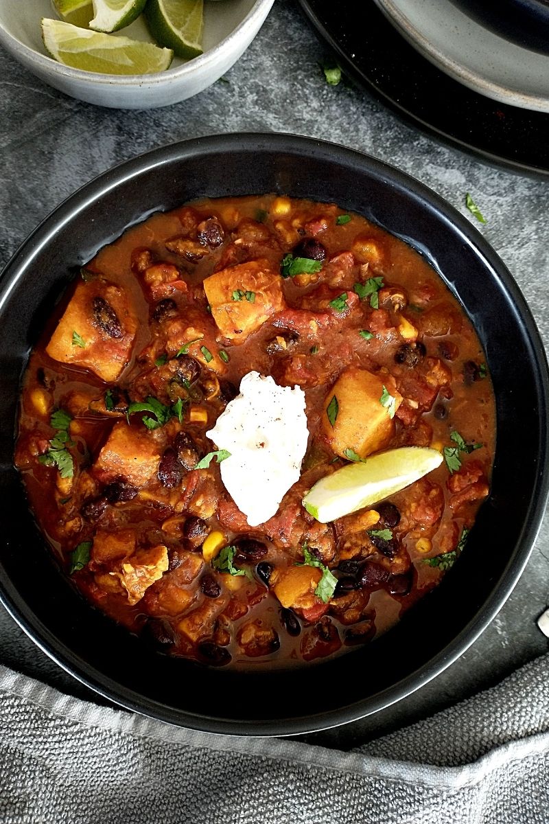 instant pot sweet potato black bean chili