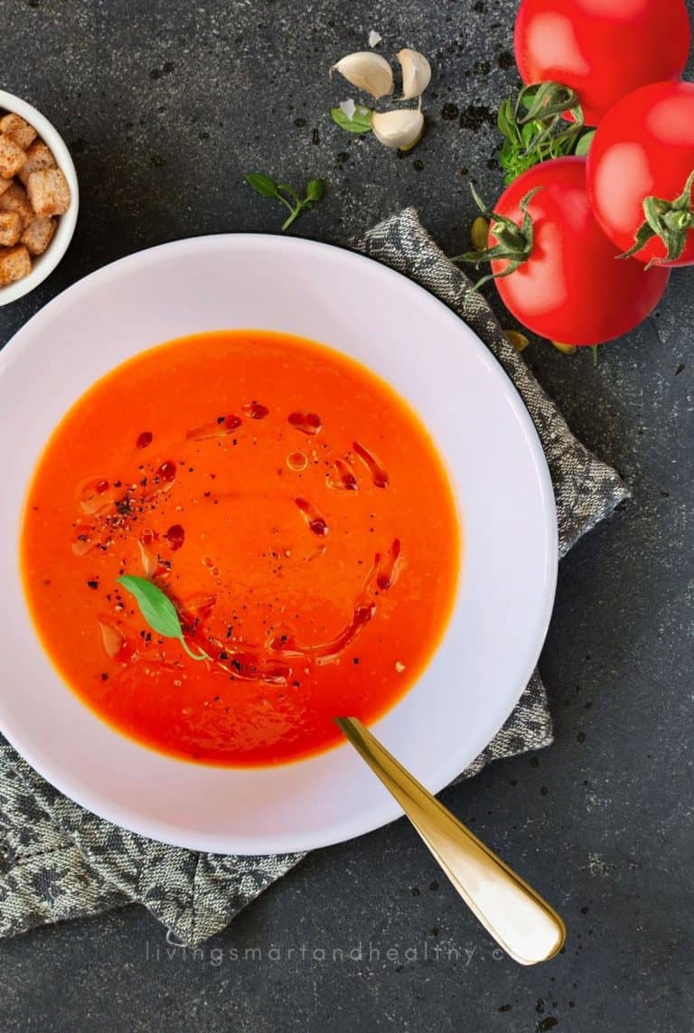 Roasted Red Pepper Tomato Soup Living Smart And Healthy