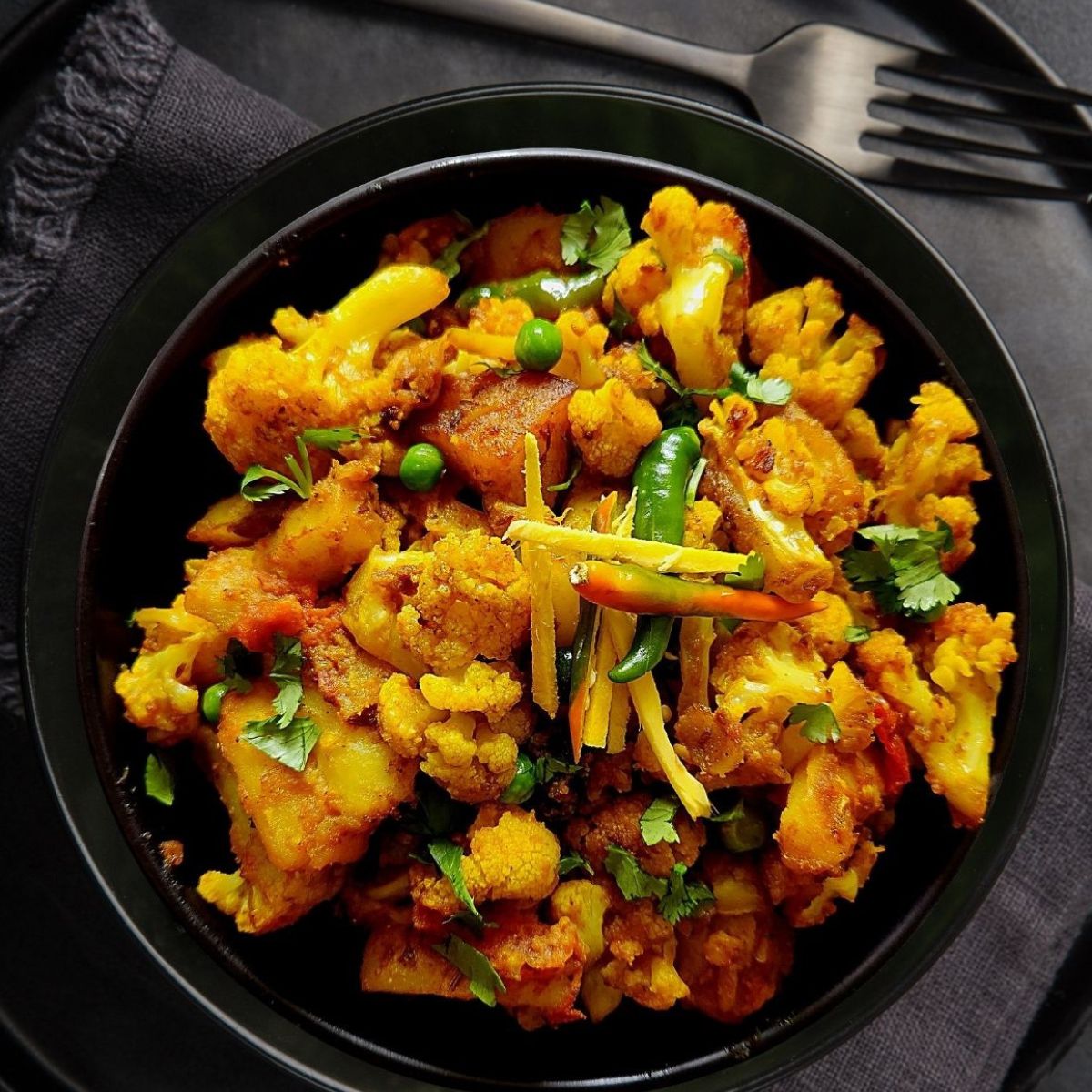 Aloo Gobi Matar [Spiced Potato Cauliflower Peas] - Living Smart And Healthy