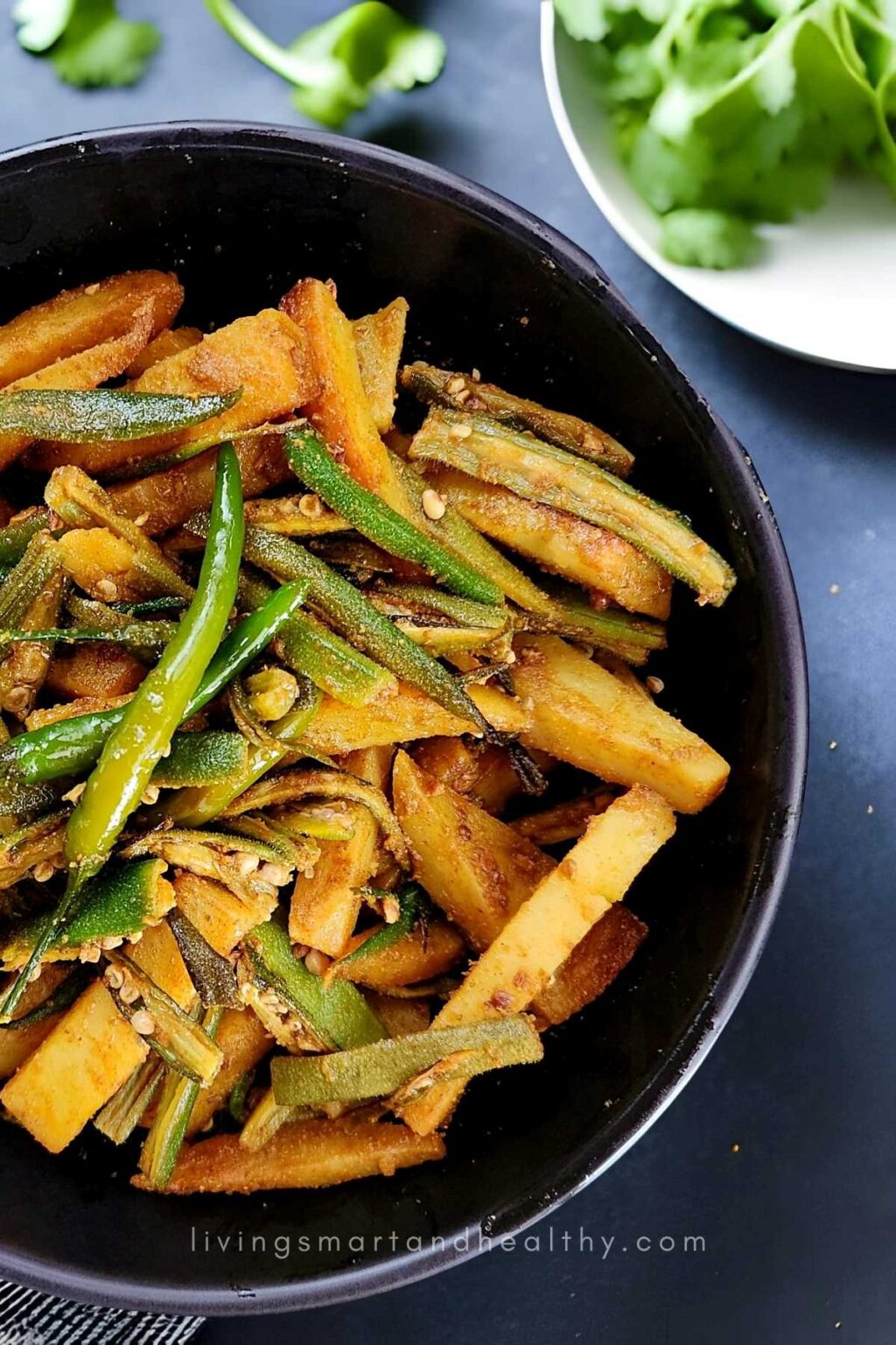 Aloo Bhindi | Indian Potatoes Okra Stir Fry - Living Smart And Healthy