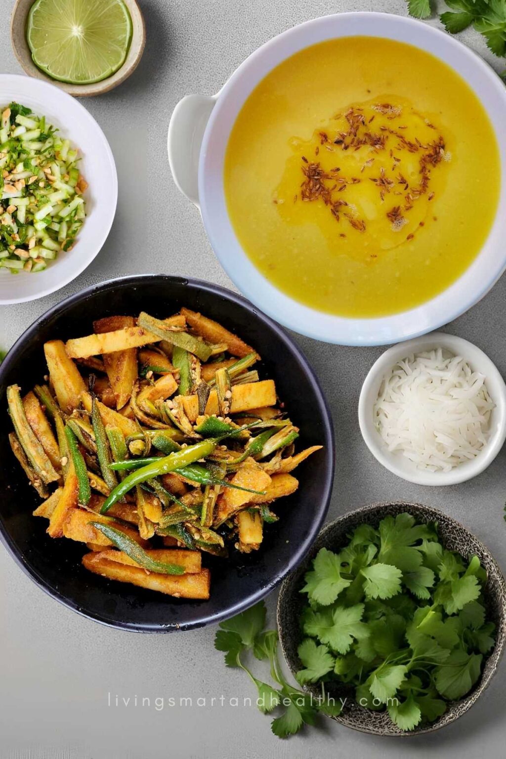 Aloo Bhindi | Indian Potatoes Okra Stir Fry - Living Smart And Healthy