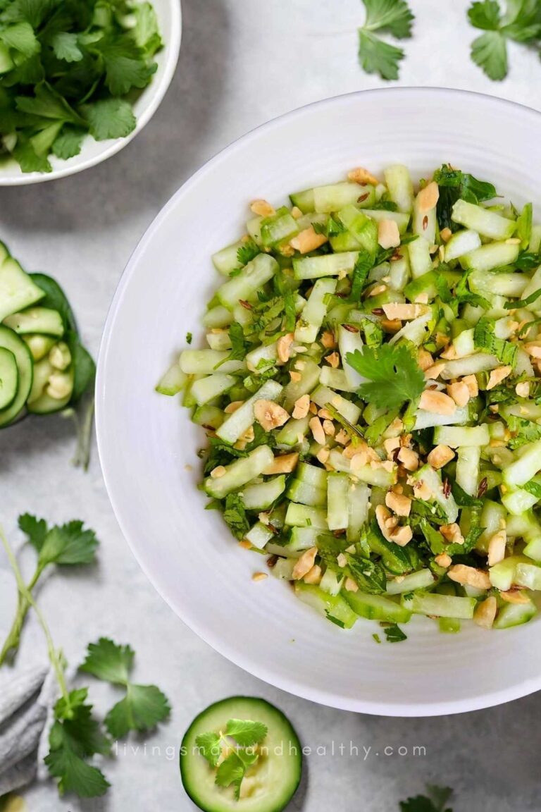 Khamang Kakdi [Maharashtrian Cucumber Salad] - Living Smart And Healthy