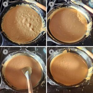 roasting besan for the burfi