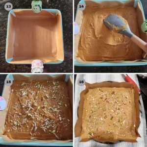 besan burfi mixture ready to set