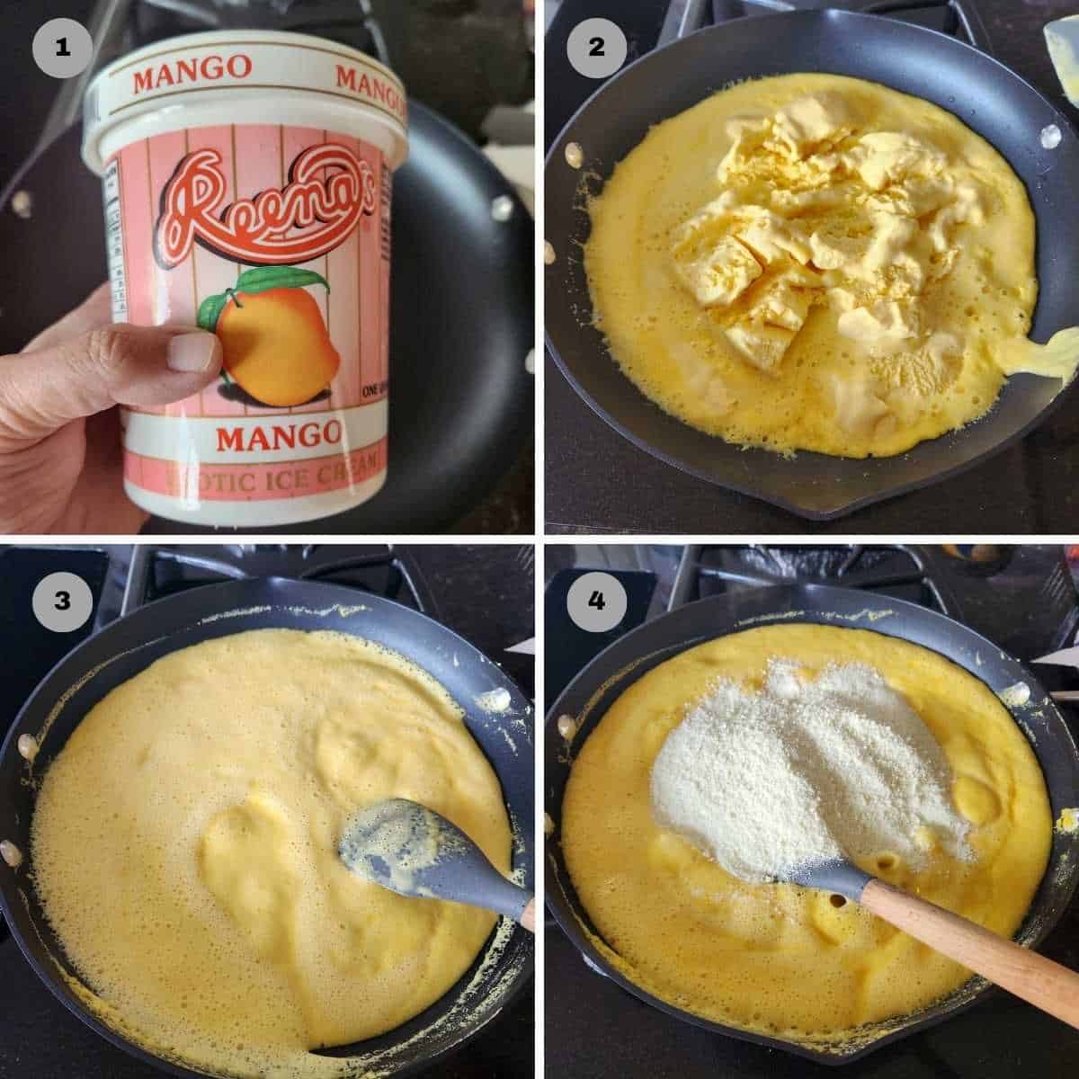 step by step making of mango icecream burfi