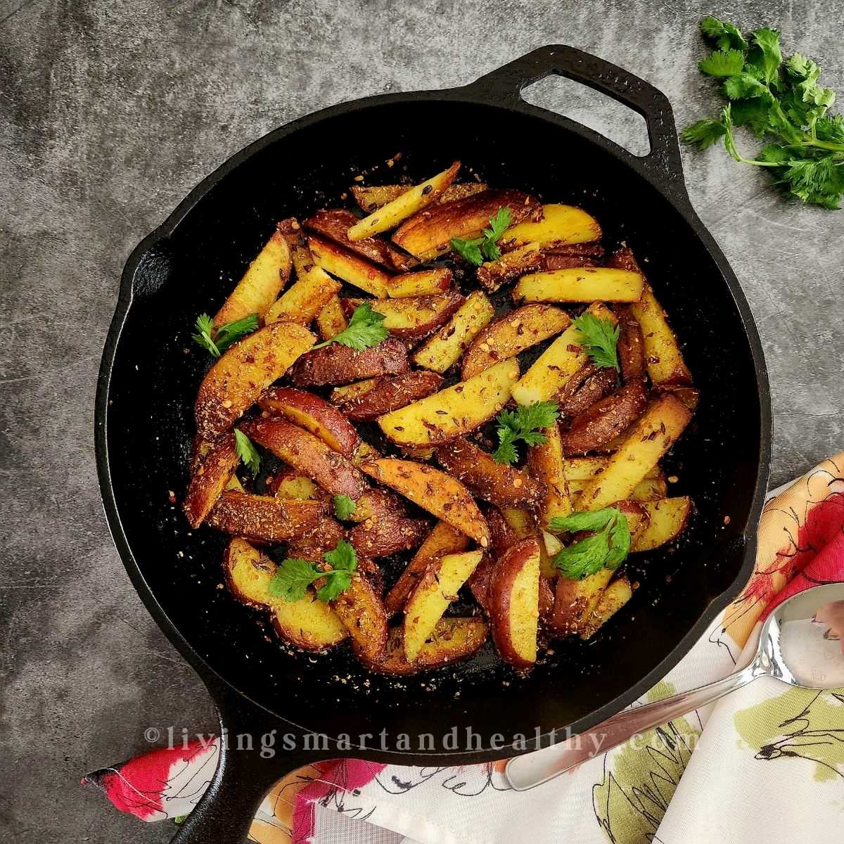 delicious aloo bhujia served with dal and rice