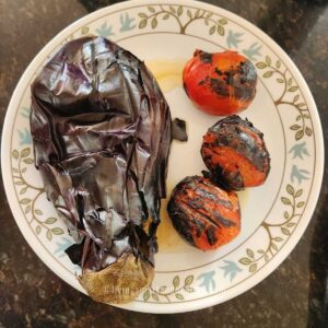 perfectly roasted baingan for chokha