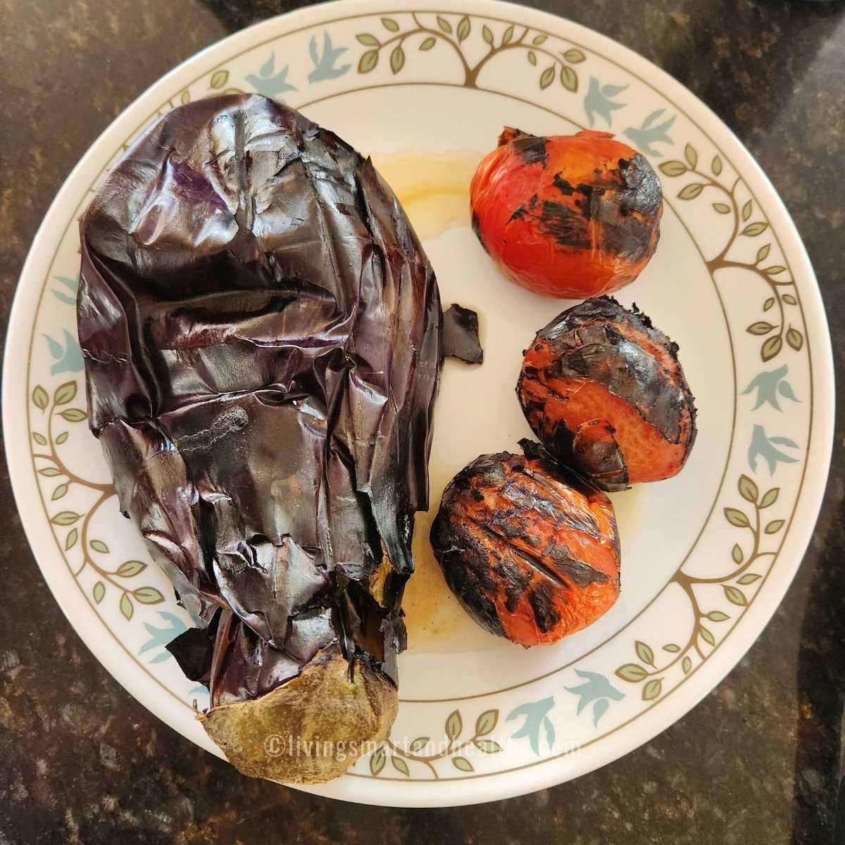perfectly roasted baingan for chokha