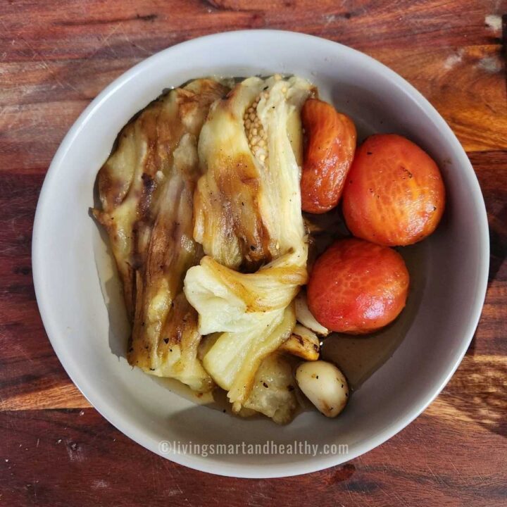 peel the skin of the roasted veggies
