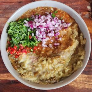 add aromatics to the mashed veggies