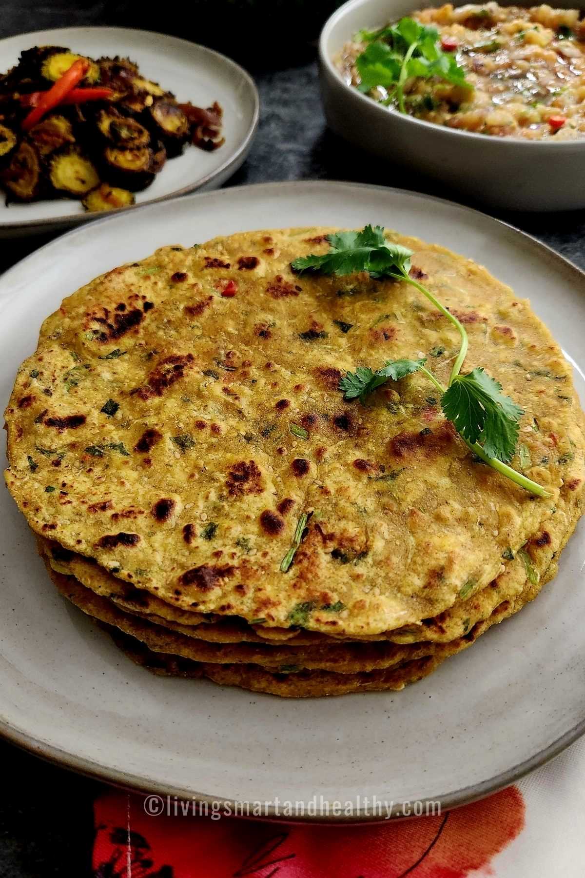 lauki paratha served with karele ki sabji