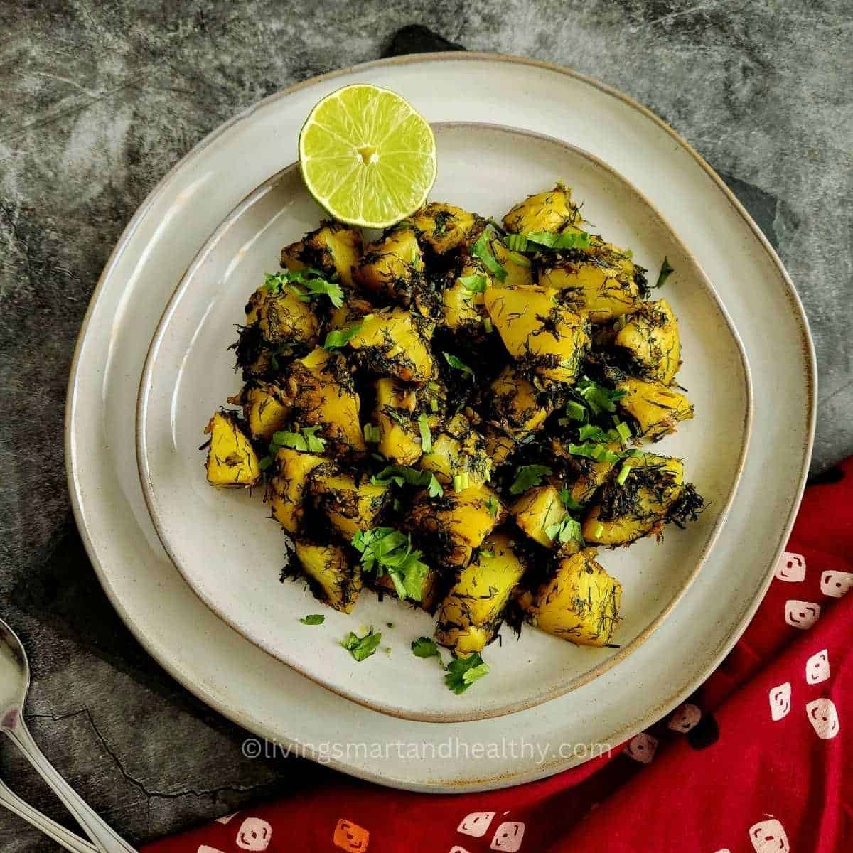 dill leaves and potato stir fry