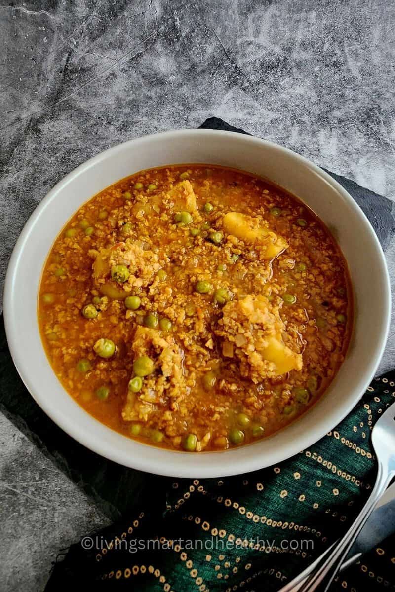 soya aloo matar recipe
