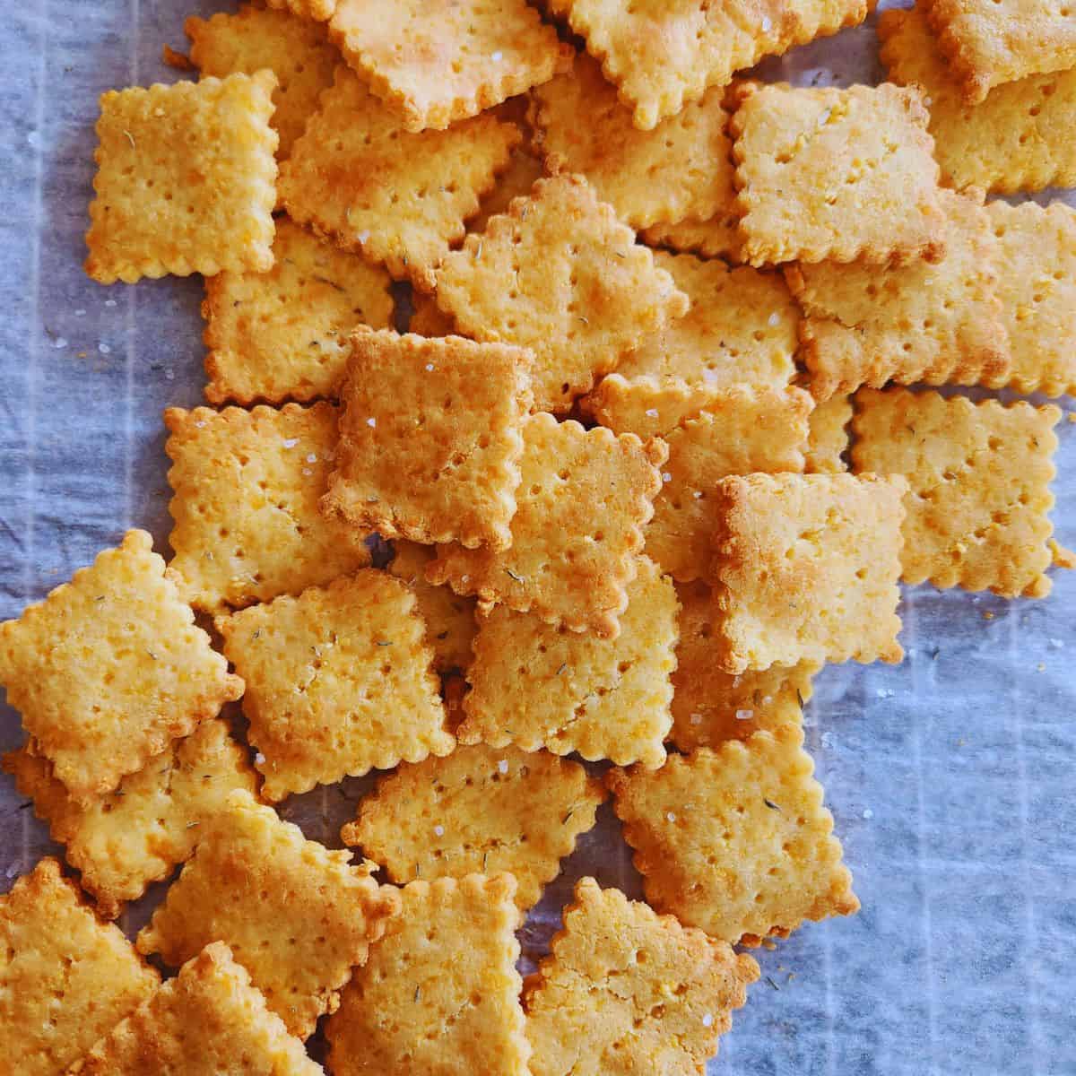 keto crackers out of the oven