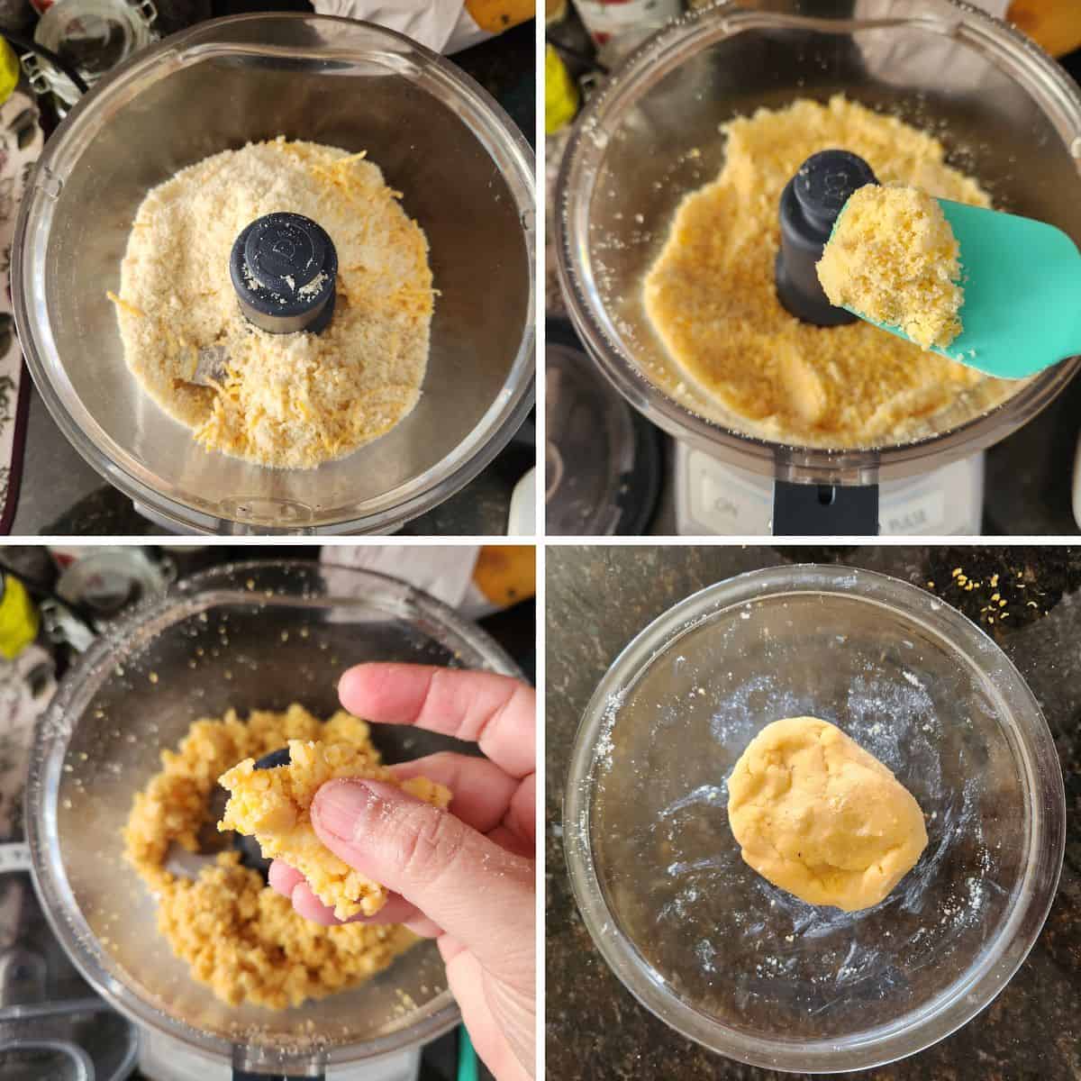 add almond flour and cheese to a food processor