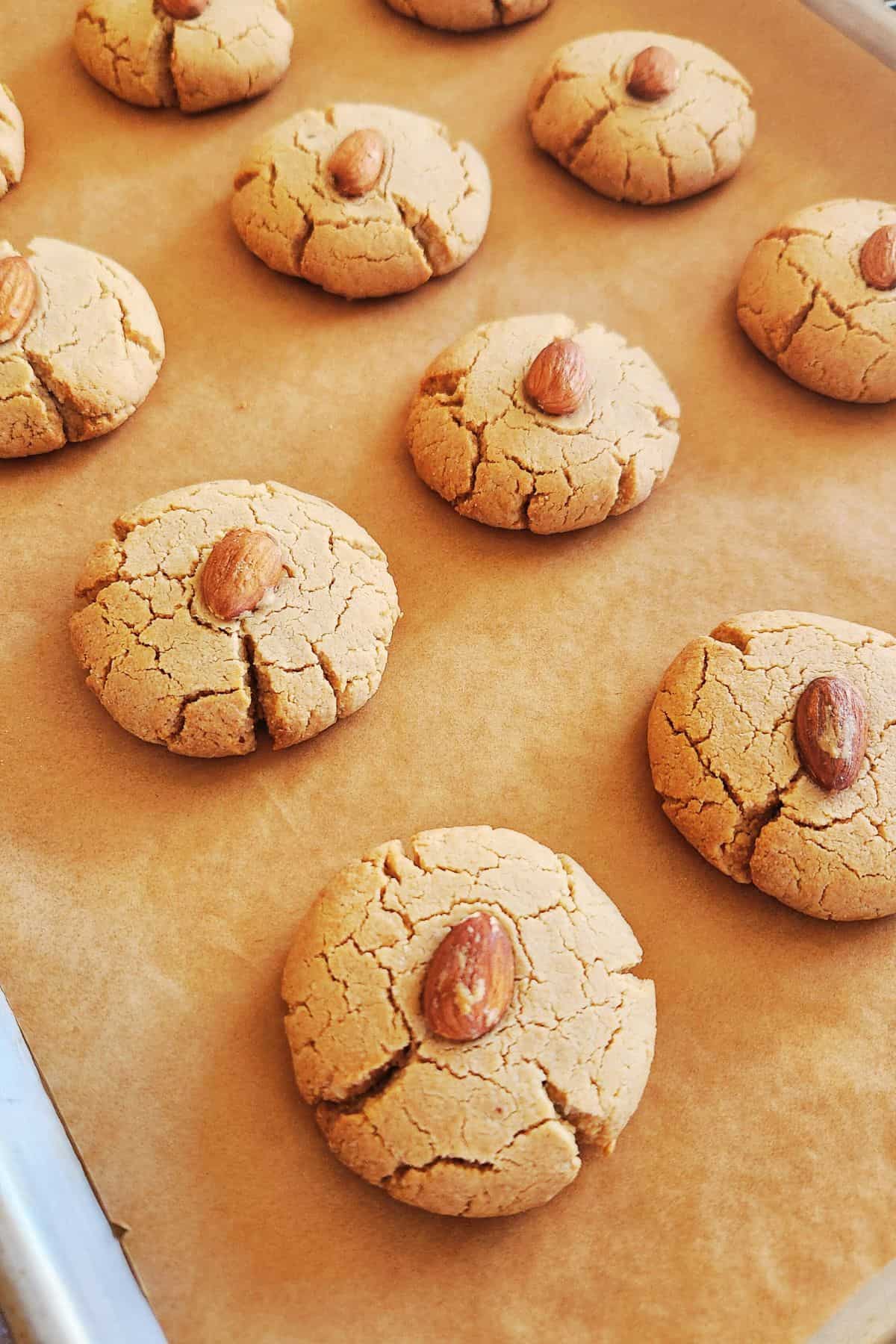 freshly baked almond flour peanut butter cookies