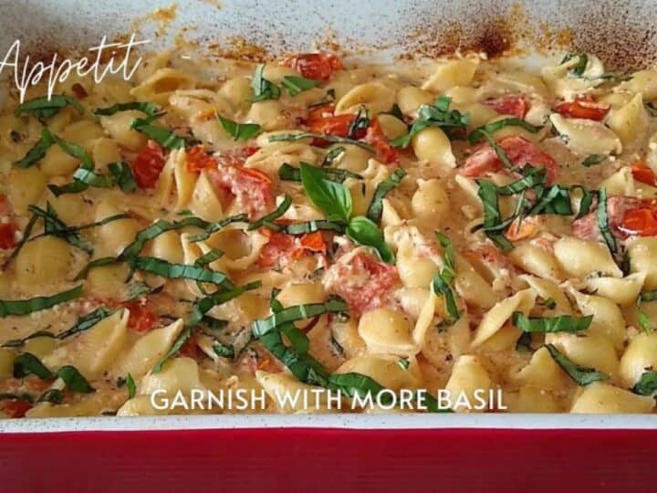 viral baked feta pasta with cherry tomatoes