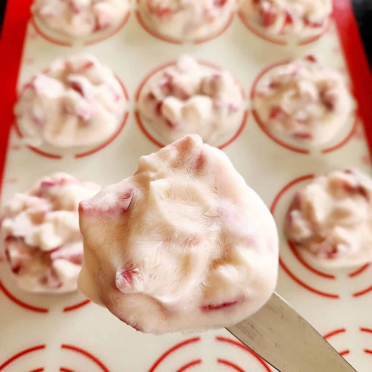 frozen strawberry yogurt cluster closeup