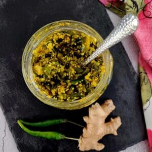 green chilli pickle with no oil is ready to serve