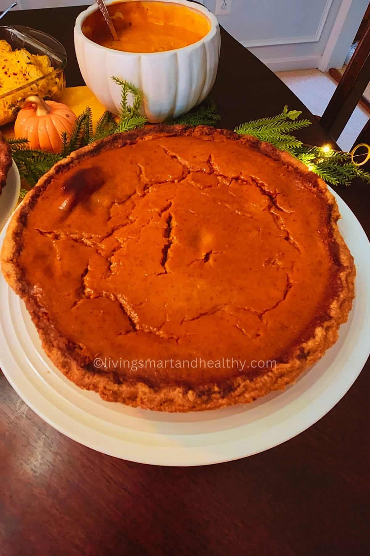 Homemade pumpkin pie fresh from the oven, easy Libby’s pumpkin pie recipe for festive Thanksgiving desserts.