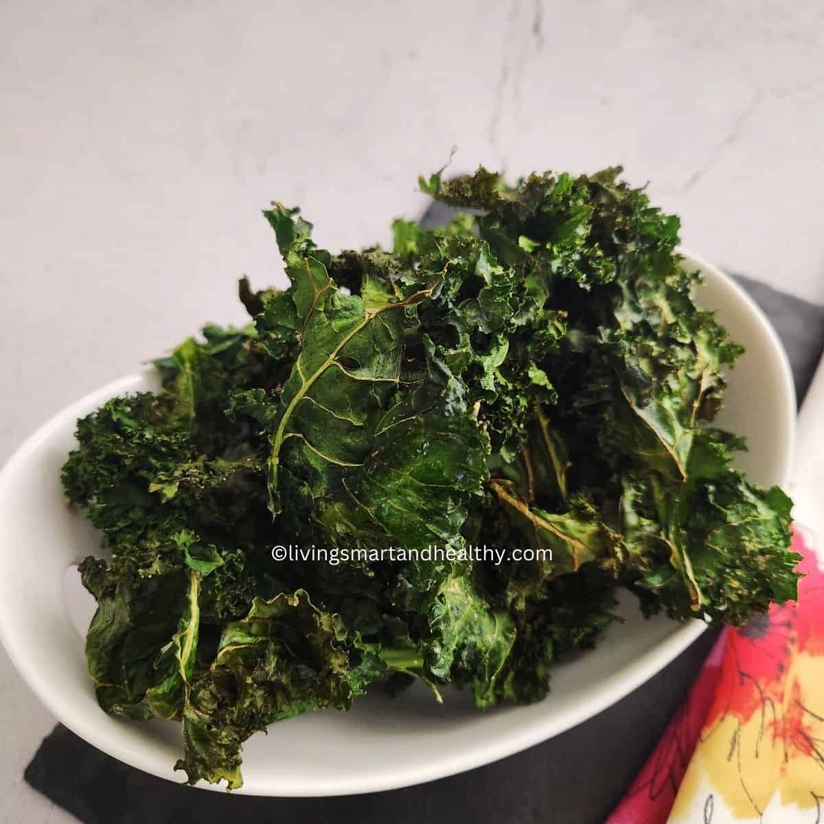 crispy oven kale chips ready for snacking