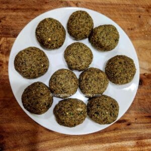 Shaping mushroom galouti kebabs into small, round patties ready to cook