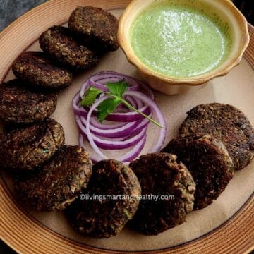 mushroom galouti kebab served with mint yogurt sauce
