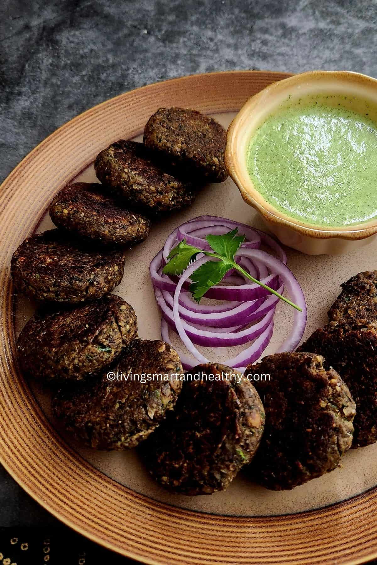 vegetarian galouti kebab made with mushrooms
