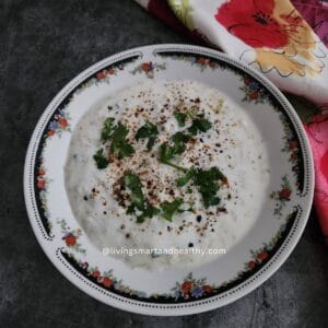 Indian bottle gourd raita served as a cooling side dish with meals