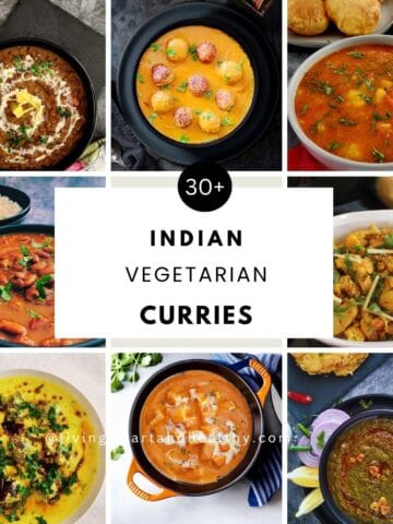 assortment of Indian veg curry dishes including paneer and dal