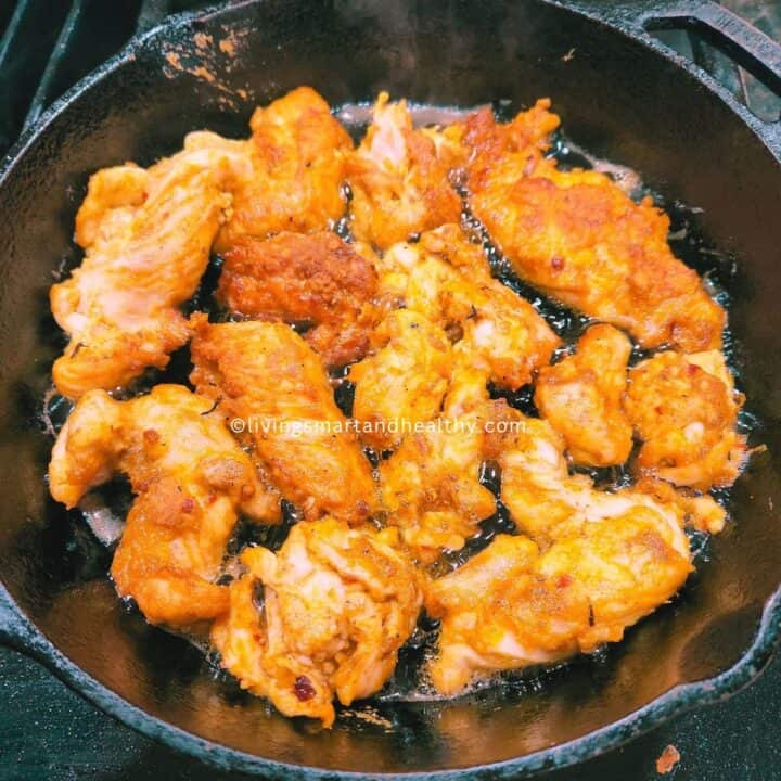 For the best crispy chicken pakora, use a cast iron skillet for pan-frying, it retains heat evenly and helps create a deeper golden crust with less oil absorption, giving you a crispier texture without deep frying.