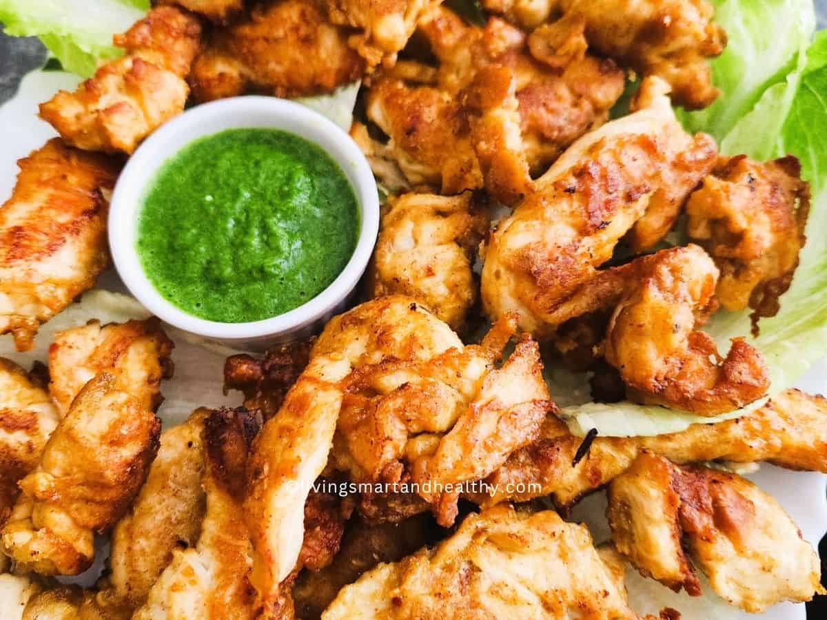 healthier, no deep fried Homemade chicken pakora perfect tea-time snack