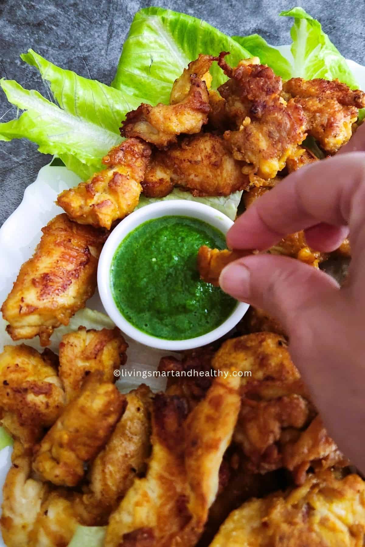 healthy no deep fried Homemade chicken pakora perfect tea-time snack