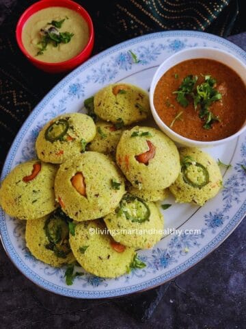 paneer moong dal no rice idli in idli plate