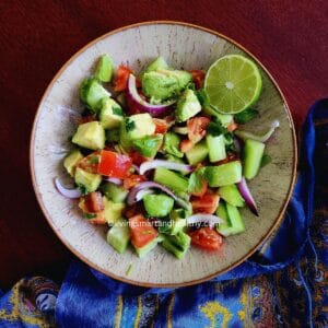 Indian avocado cucumber tomato salad recipe