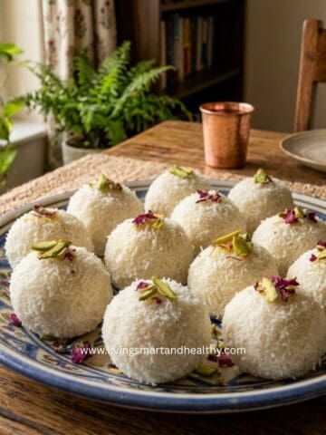 Coconut almond balls ready for diwali